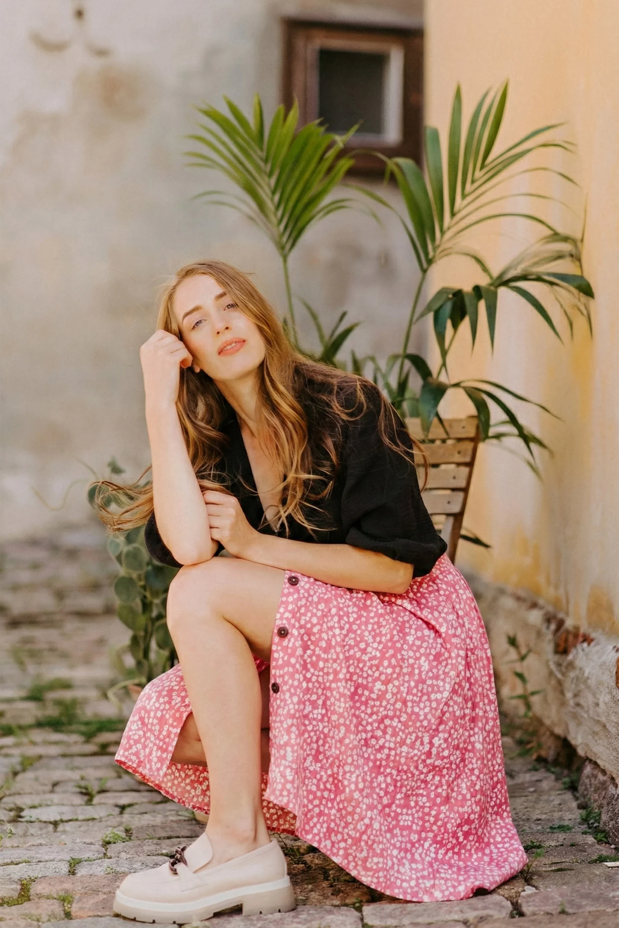 Button Skirt, Flora Pink - Image 3