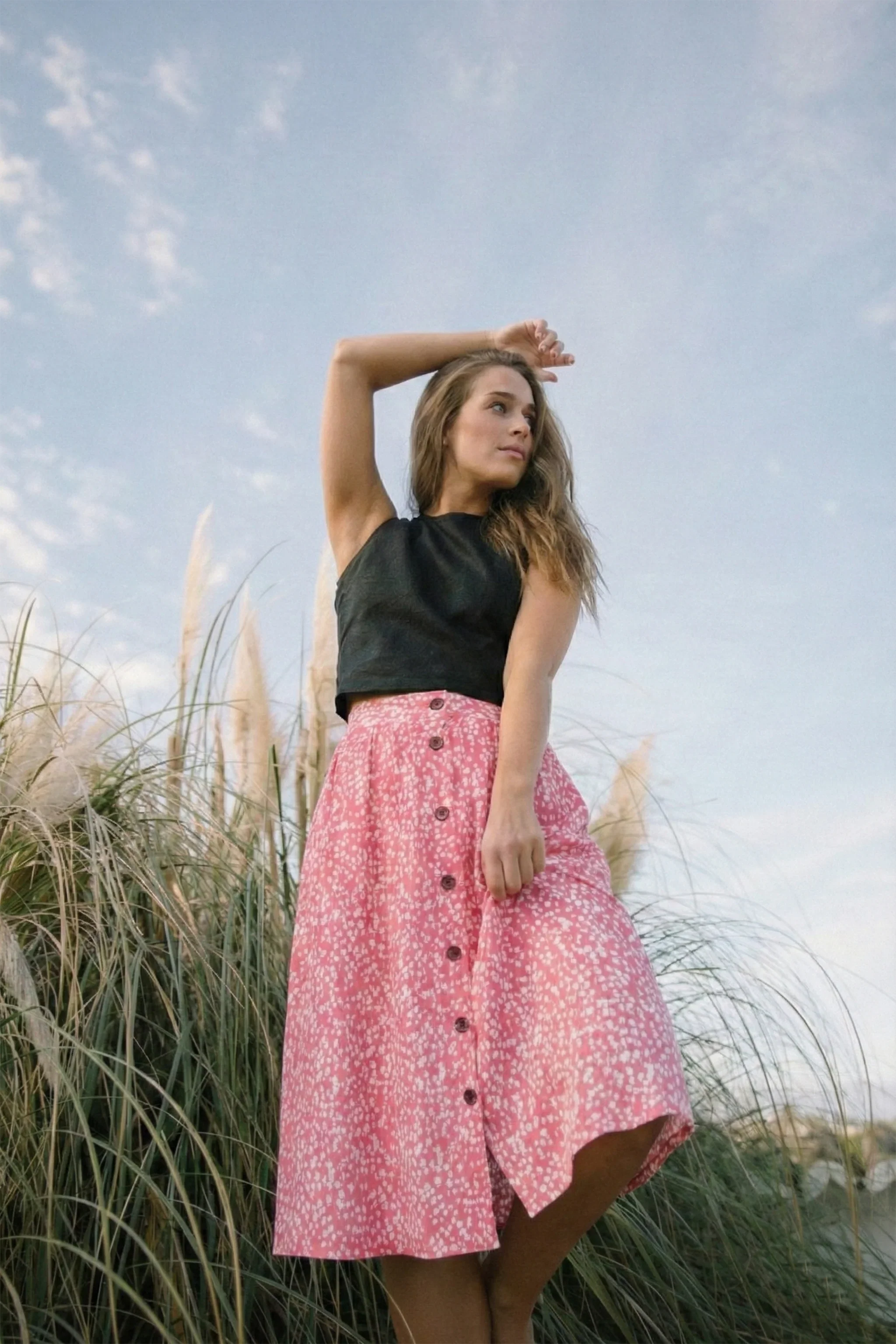 Button Skirt, Flora Pink - Image 4