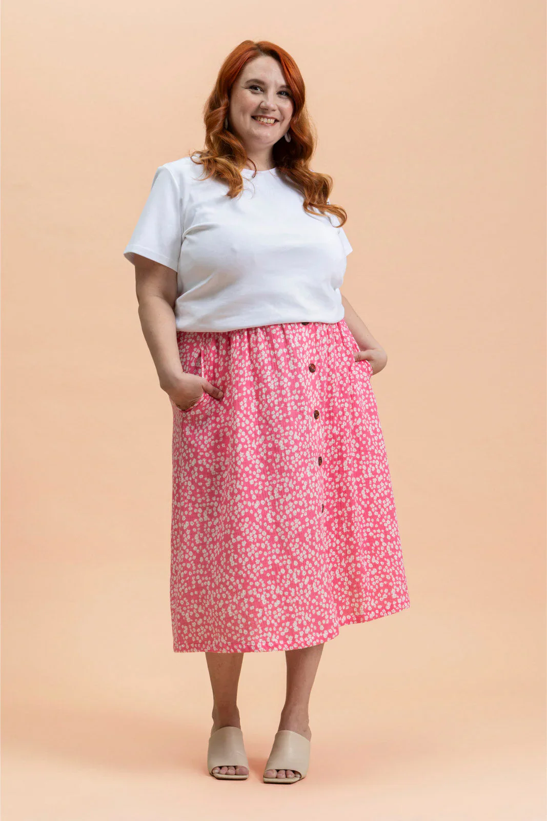 Button Skirt, Flora Pink - Image 5