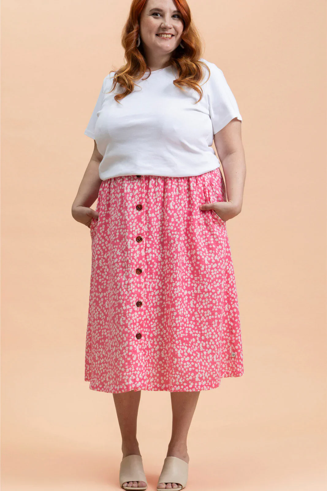 Button Skirt, Flora Pink - Image 6