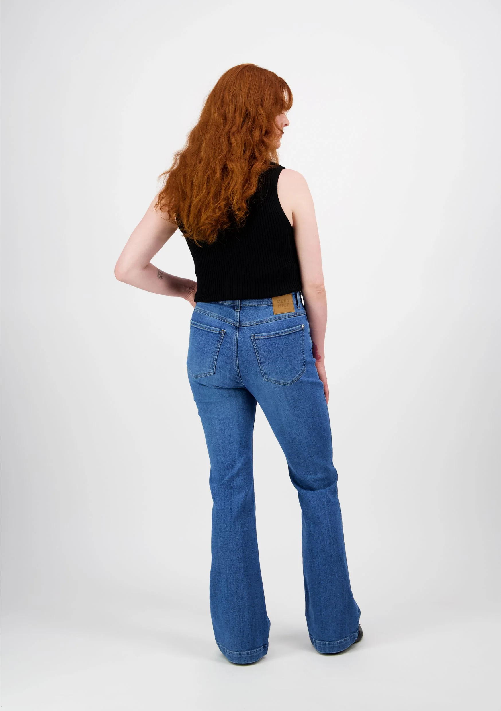 Caramel Flare Farkut, Curvy Fit Bootcut, Sininen - Image 4