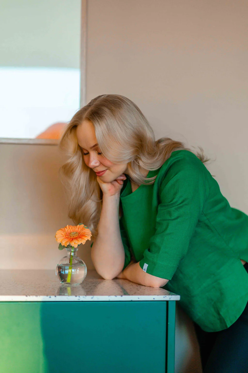 Classic Linen Blouse, Holly Green - Image 3