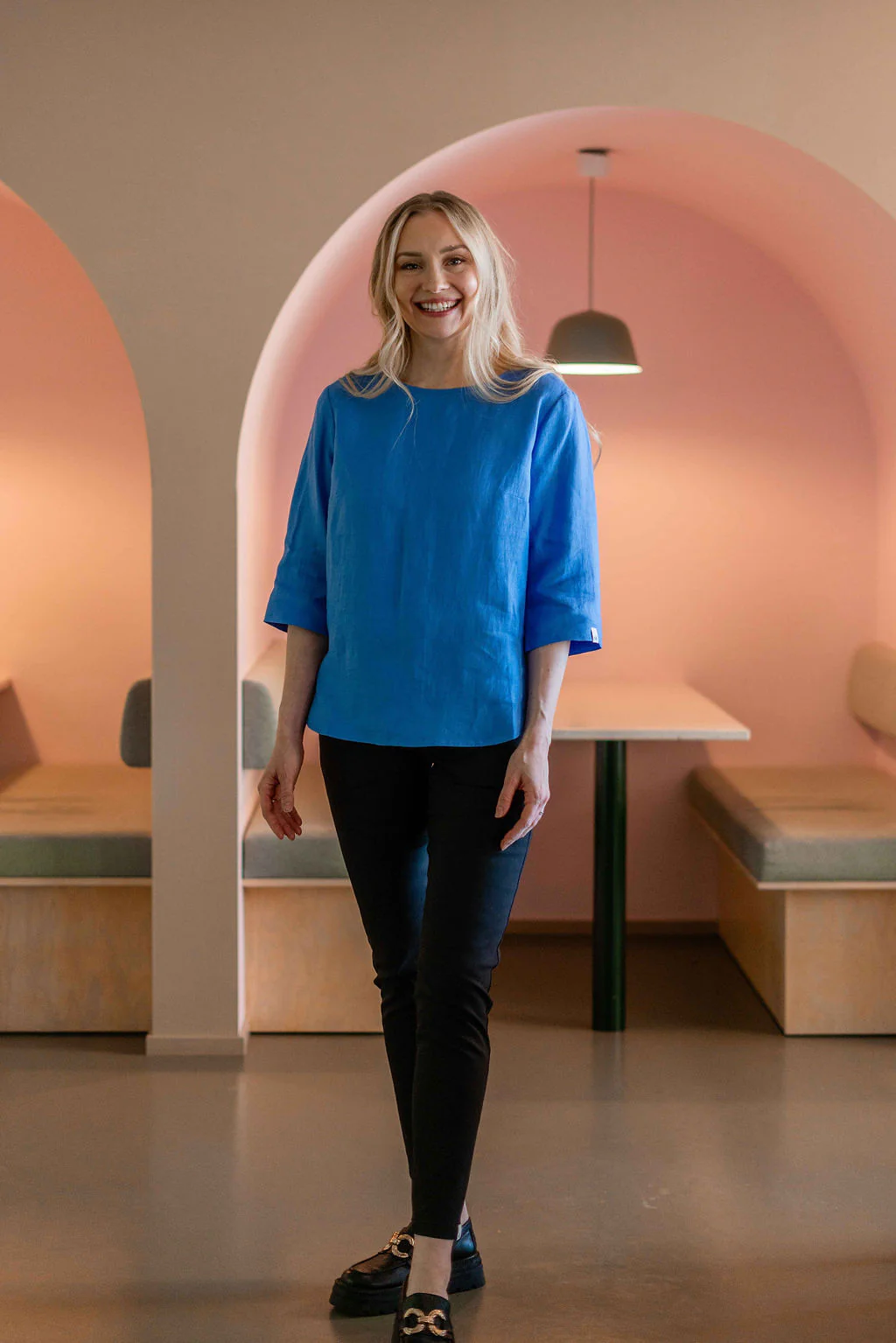 Classic Linen Blouse, Marina Blue - Image 5