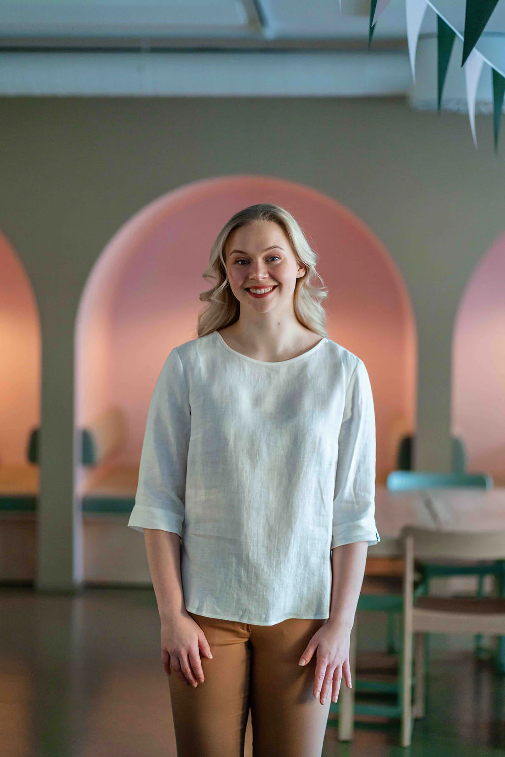 Classic Linen Blouse, Vanilla - Image 5