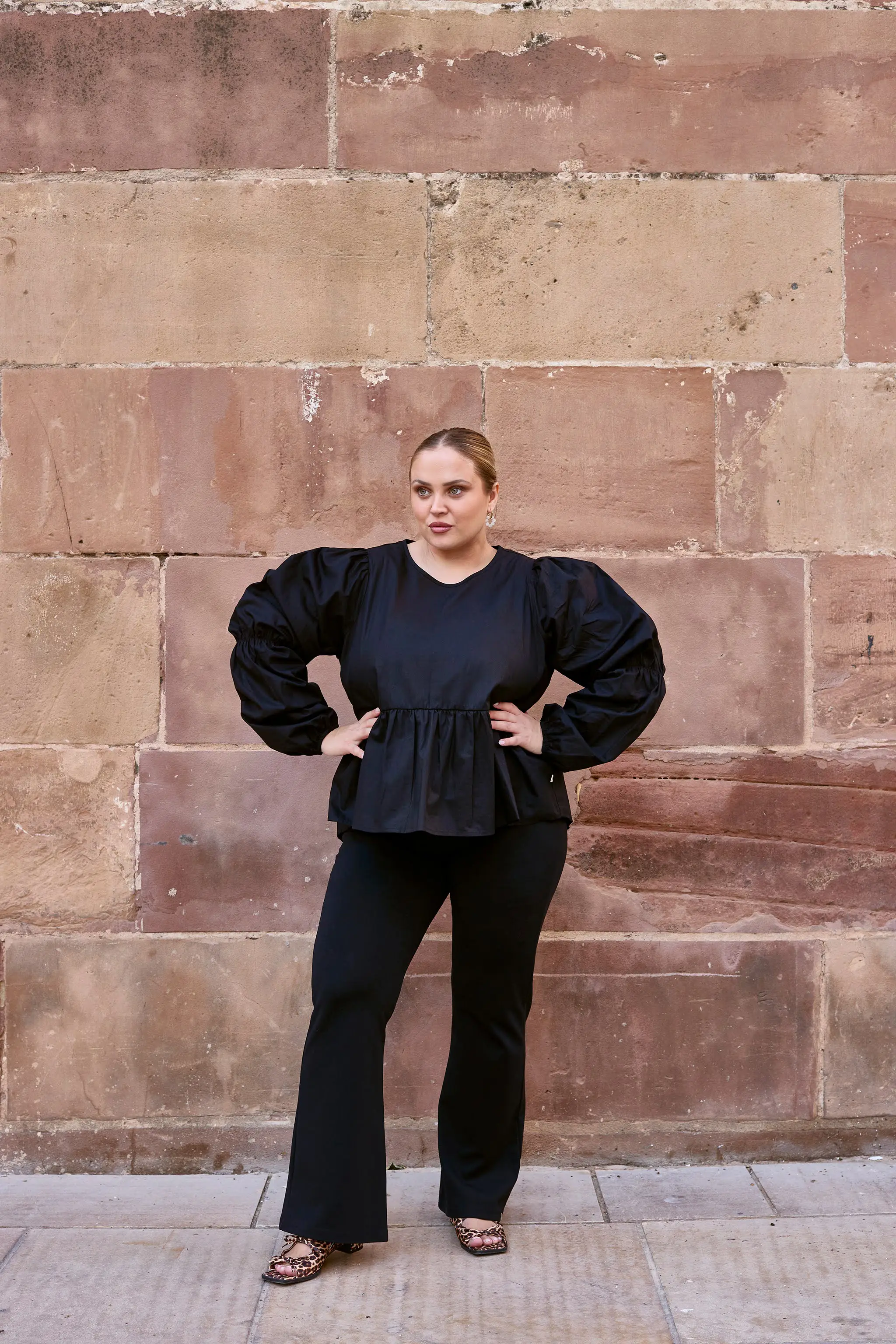 Double Puff Blouse, Black - Image 4