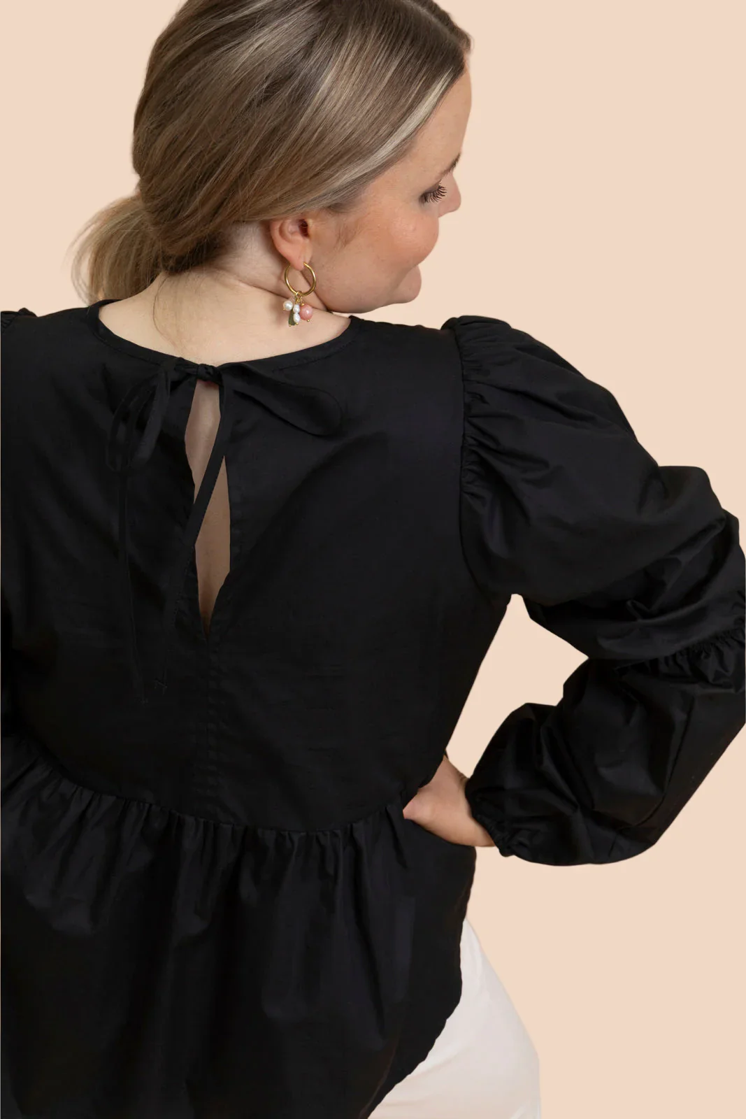 Double Puff Blouse, Black - Image 6