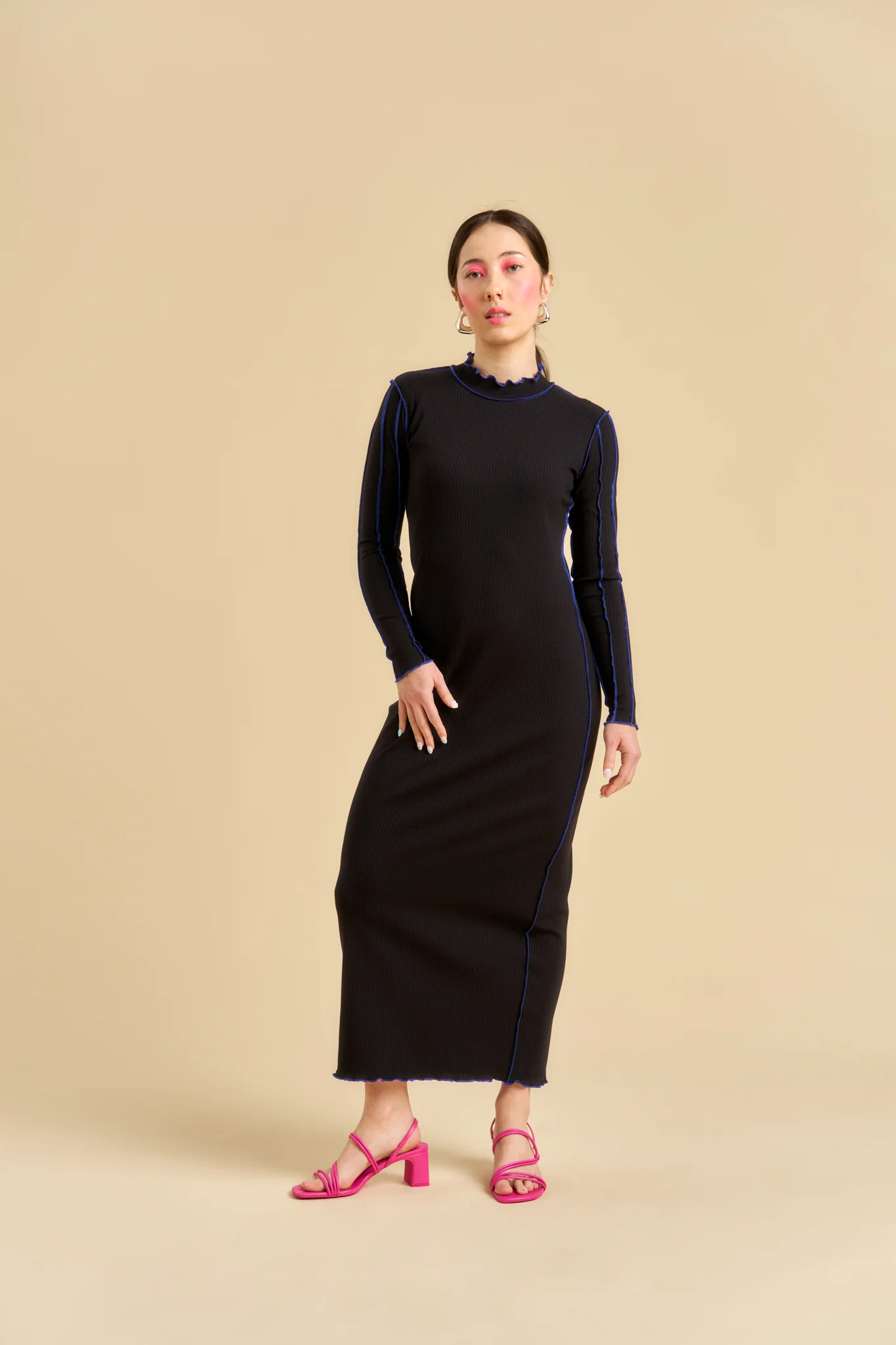 Drucilla Dress, Black Rib