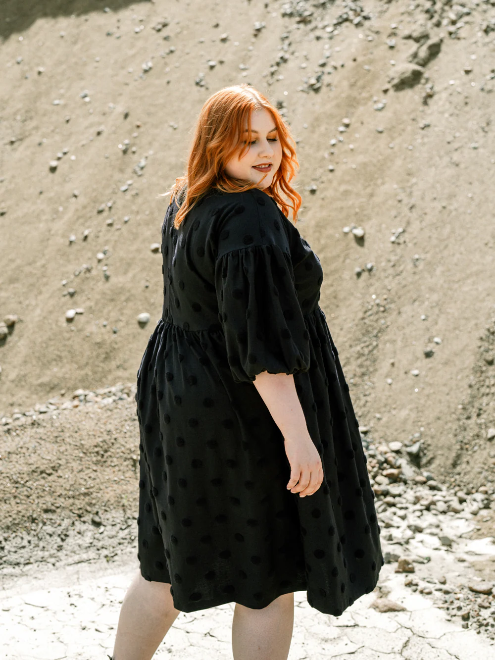 Elena Dress, Black Big Dot - Image 2