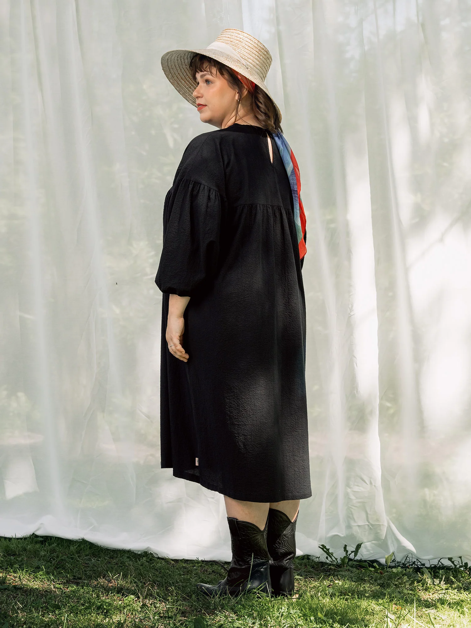 Evelyn Embroidered Dress, Black - Image 3