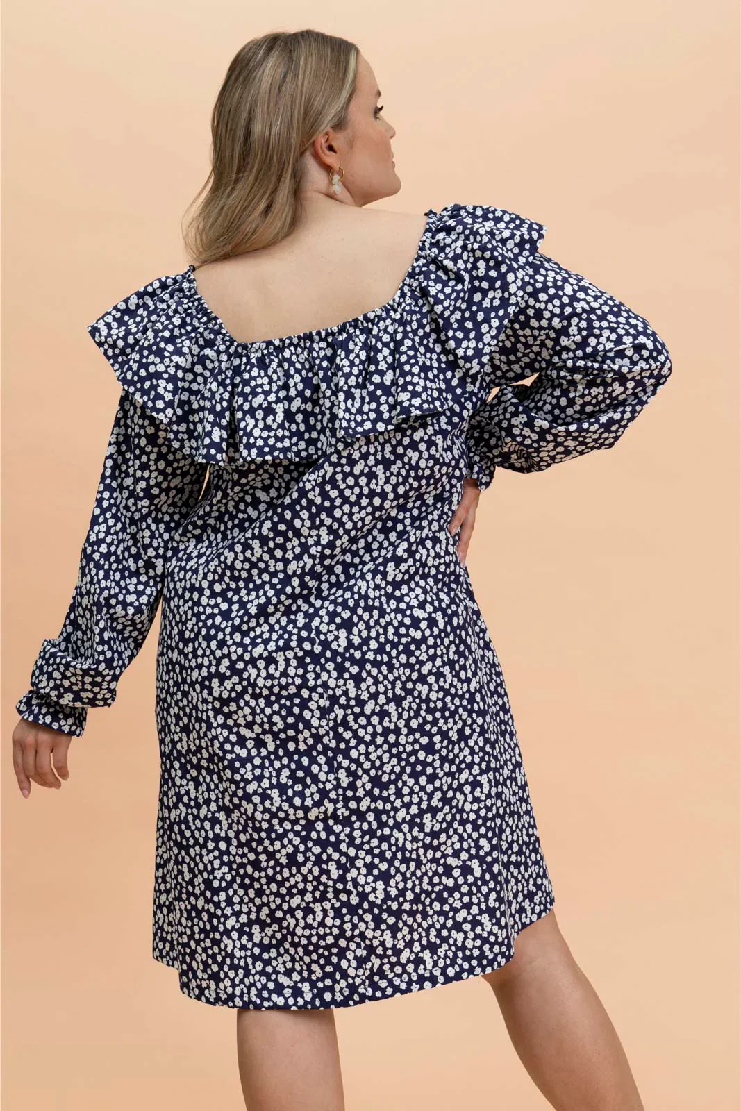 Frilly Dress, Flora Navy - Image 4