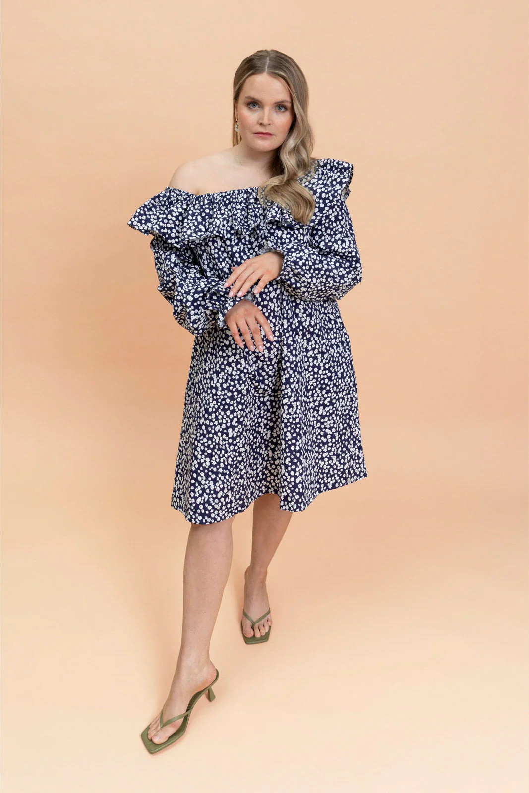 Frilly Dress, Flora Navy - Image 5