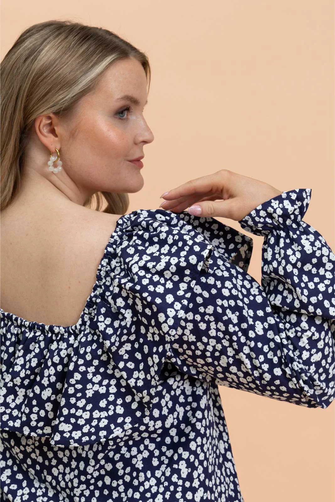 Frilly Dress, Flora Navy - Image 6