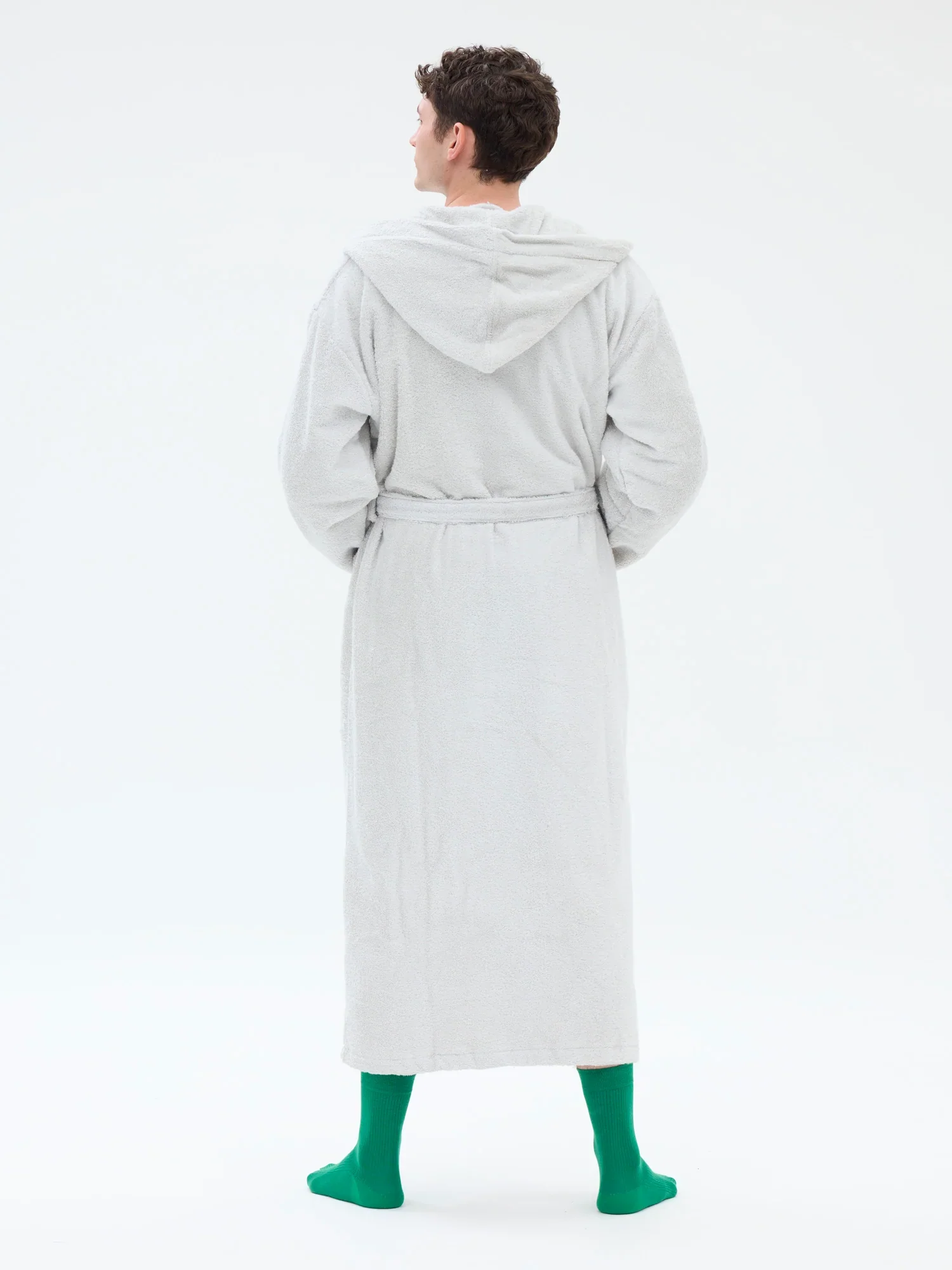 Hupullinen kylpytakki, Vaaleanharmaa - Image 6