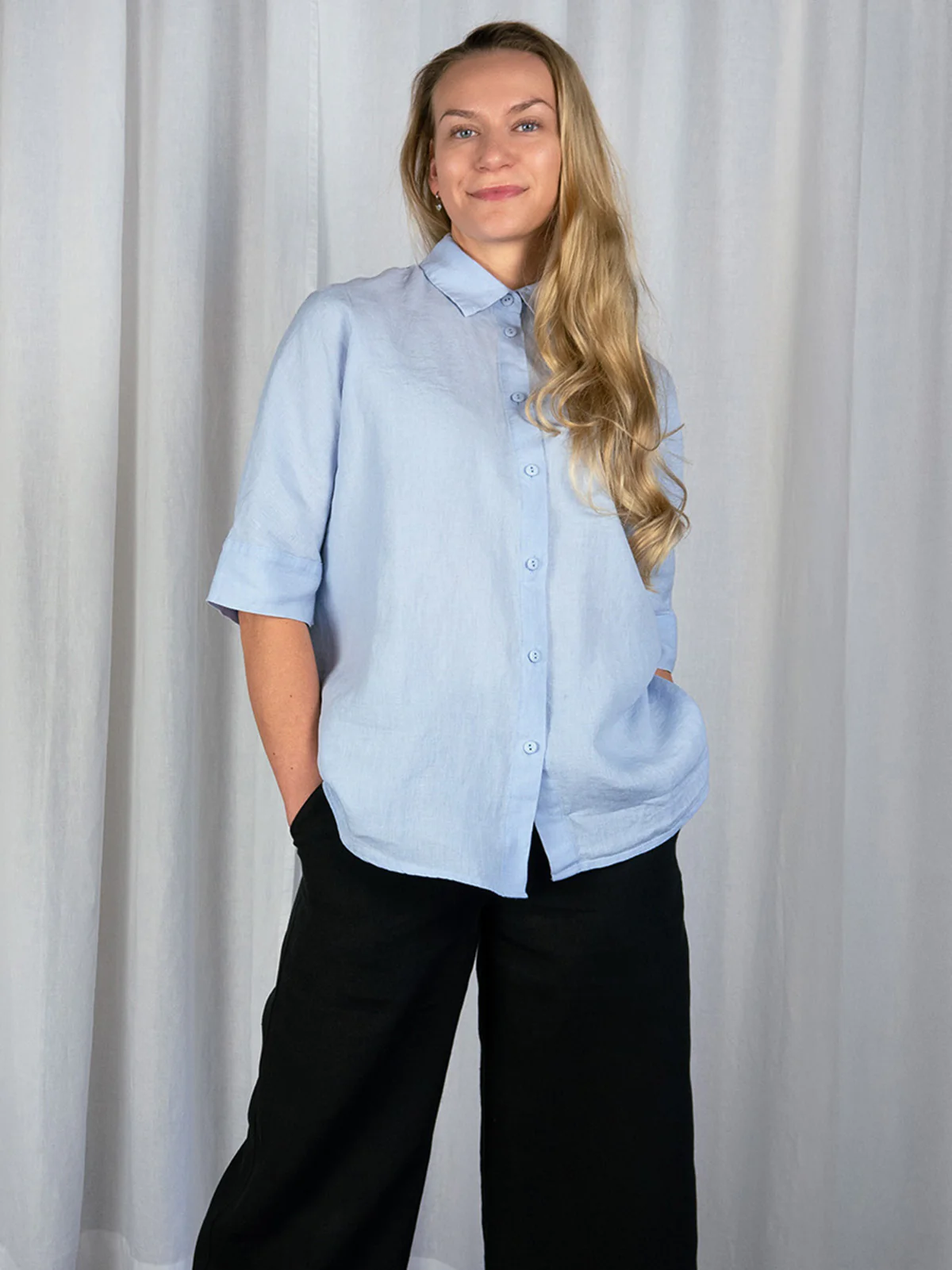 Irja Pellavapusero, Vaaleansininen - Image 3