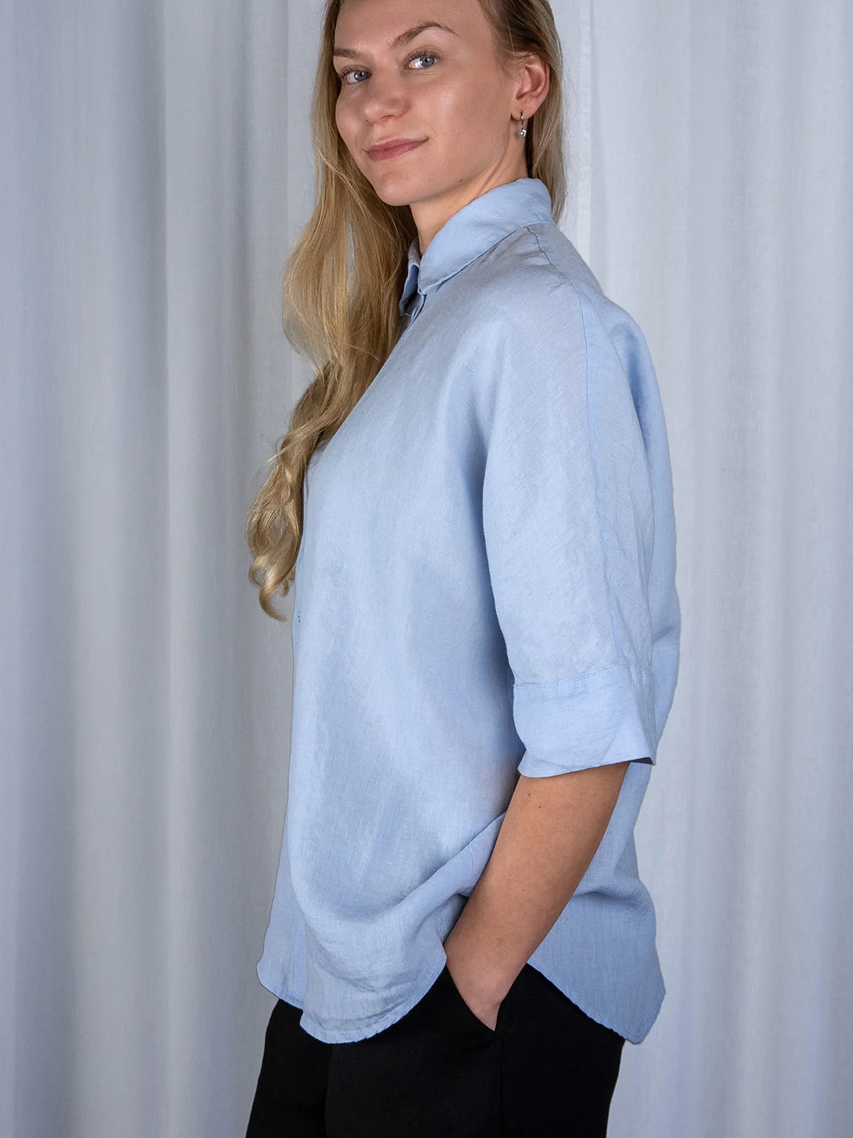 Irja Pellavapusero, Vaaleansininen - Image 5