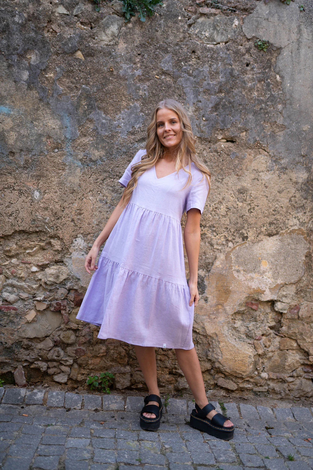 Layered Linen Dress, Lupine