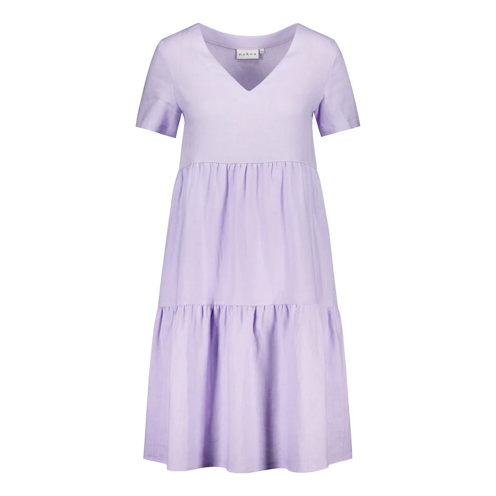 Layered Linen Dress, Lupine - Image 6