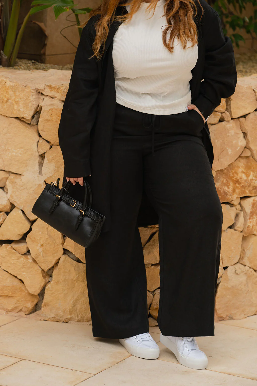 Linen Trousers, Black - Image 3