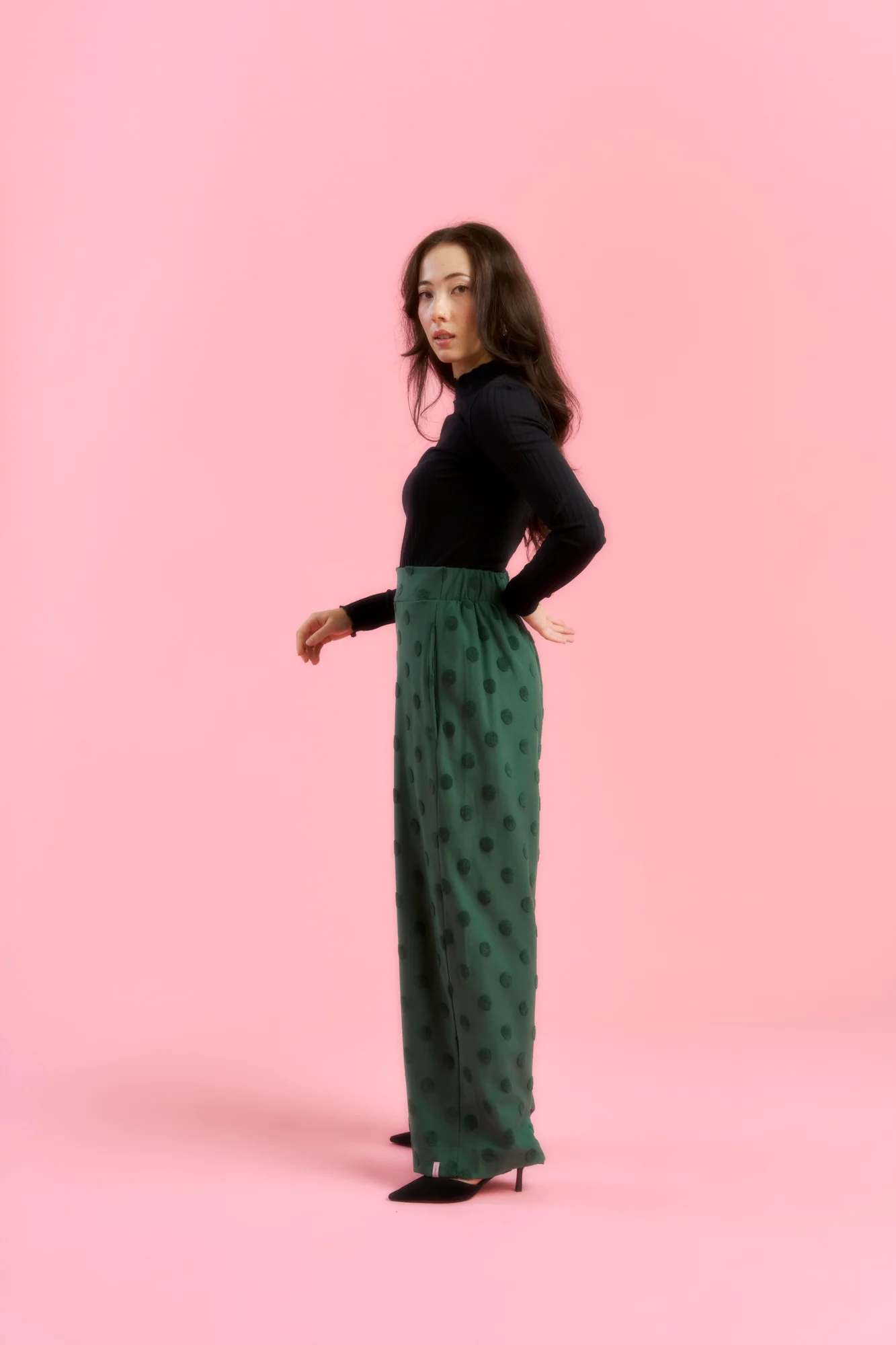 Madeline Pants, Soft Green Big Dot - Image 4