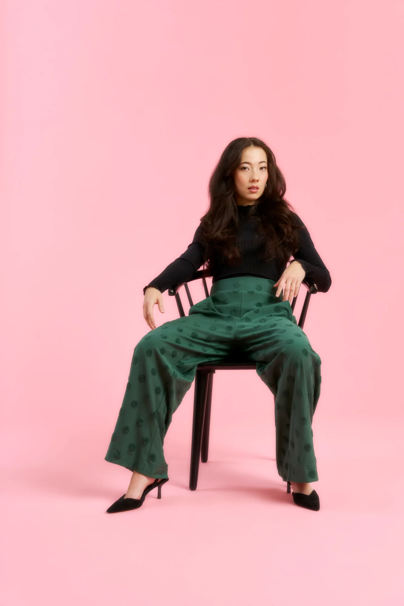 Madeline Pants, Soft Green Big Dot - Image 5