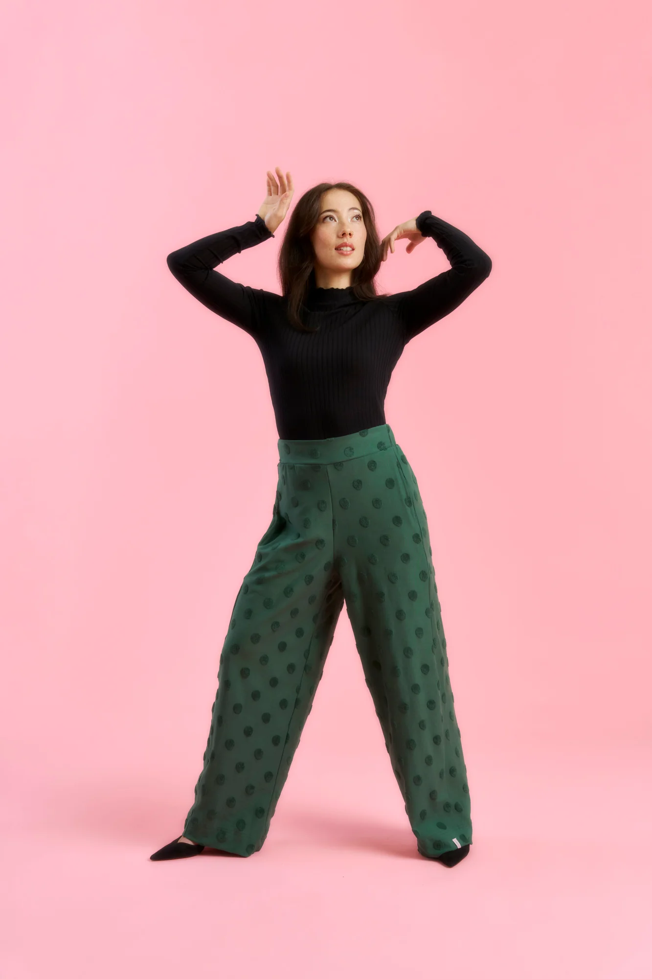 Madeline Pants, Soft Green Big Dot - Image 6