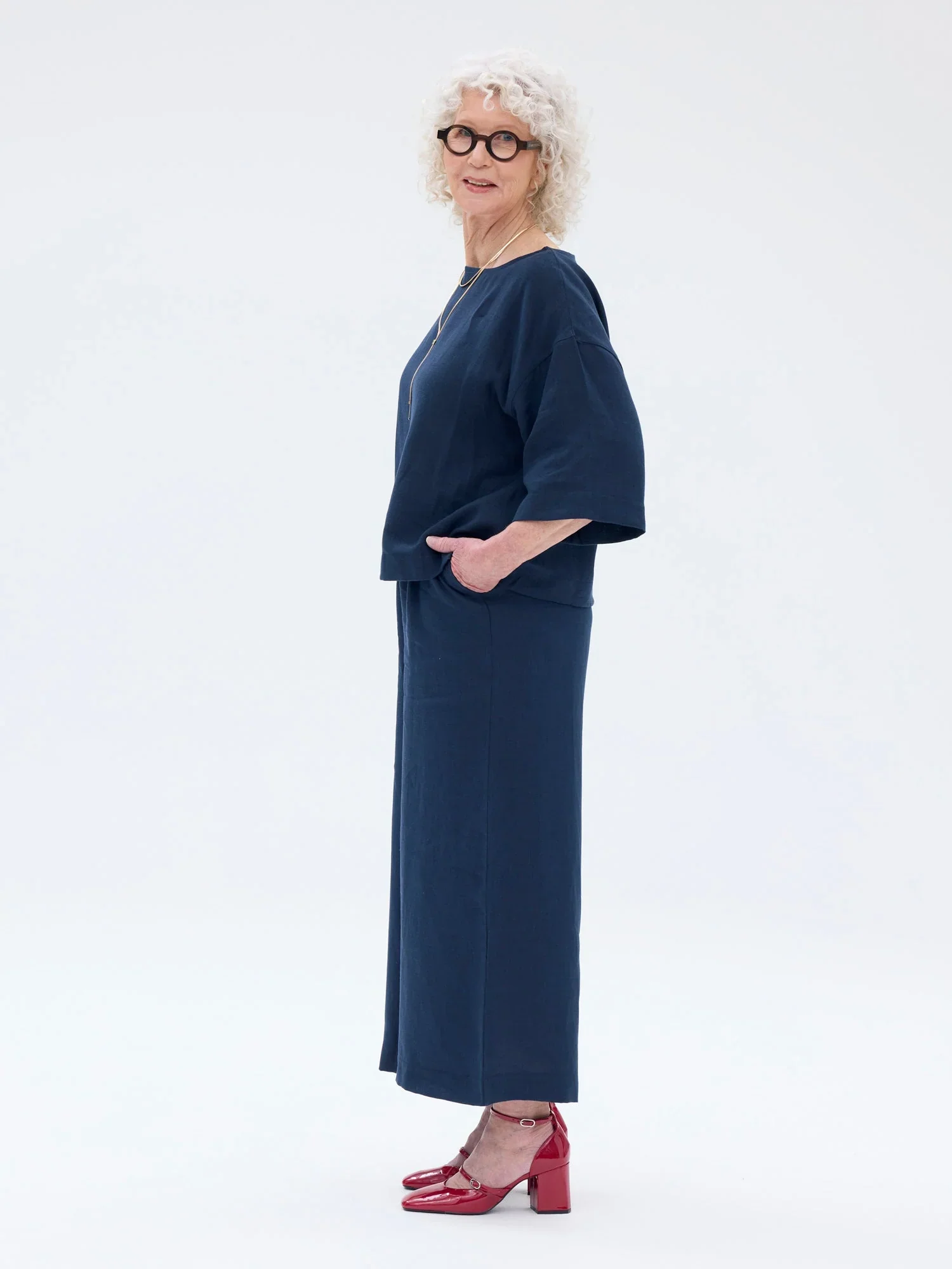 Minttu Pellavahousut, Tummansininen - Image 3
