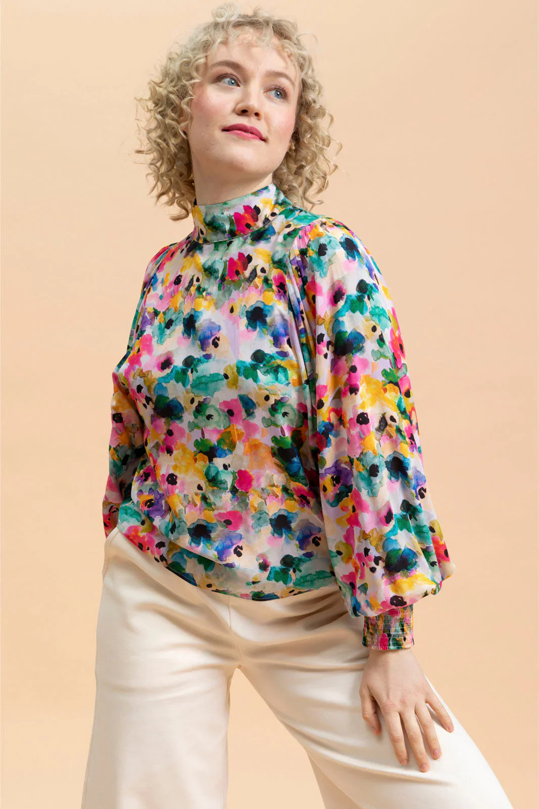 Puff Blouse, Aquarelle bloom - Image 3