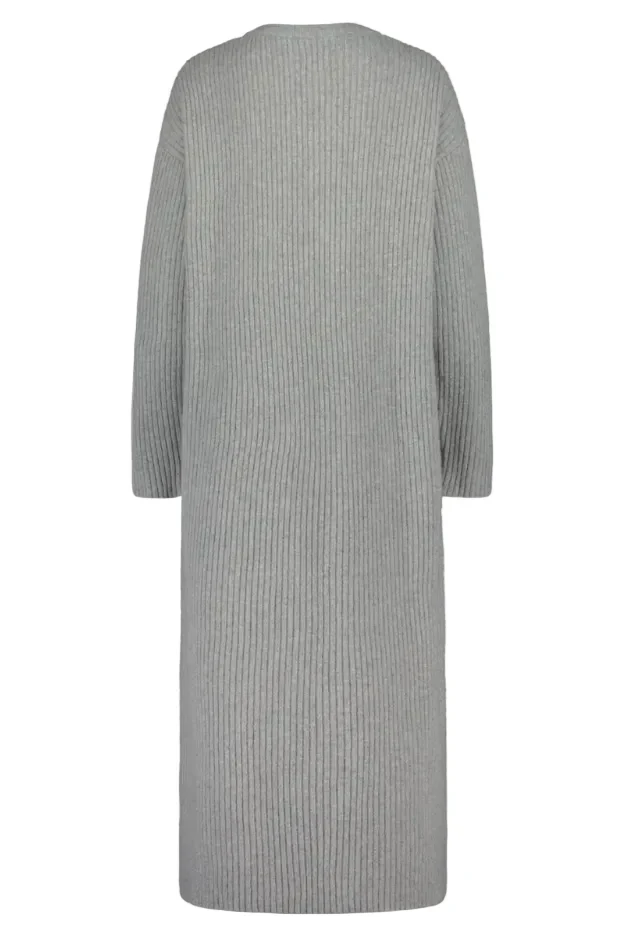 Rib Knit Dress, Melange Grey - Image 4