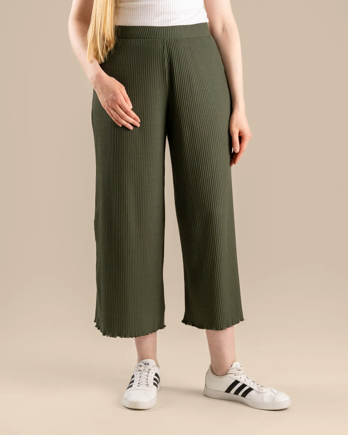 Ribbi Culottes Pitkä, Khaki - Image 3