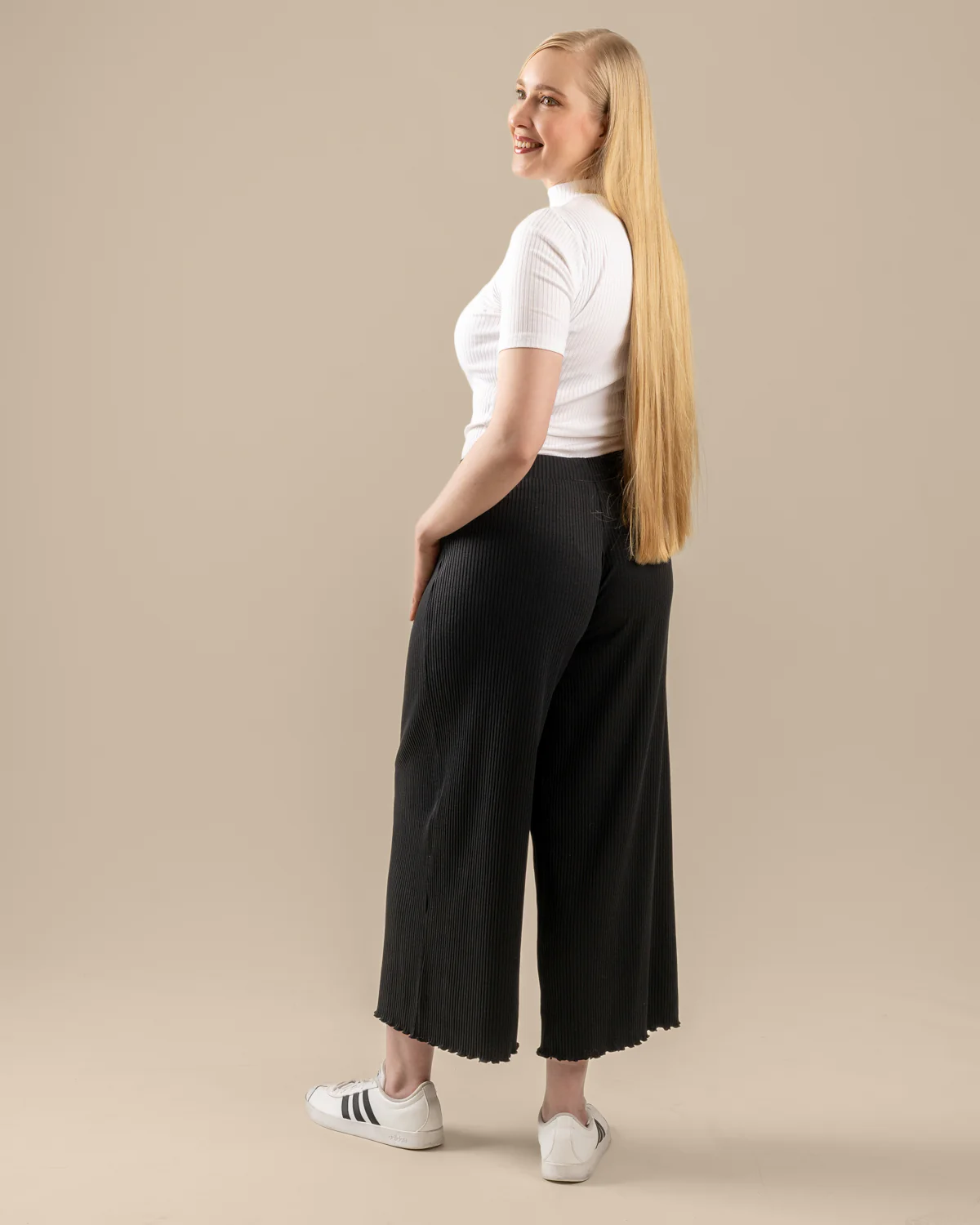 Ribbi Culottes Pitkä, Musta - Image 2
