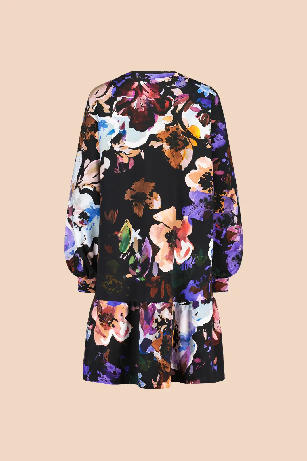 Ruffle Sweatshirt Dress, Black Anemone - Image 6