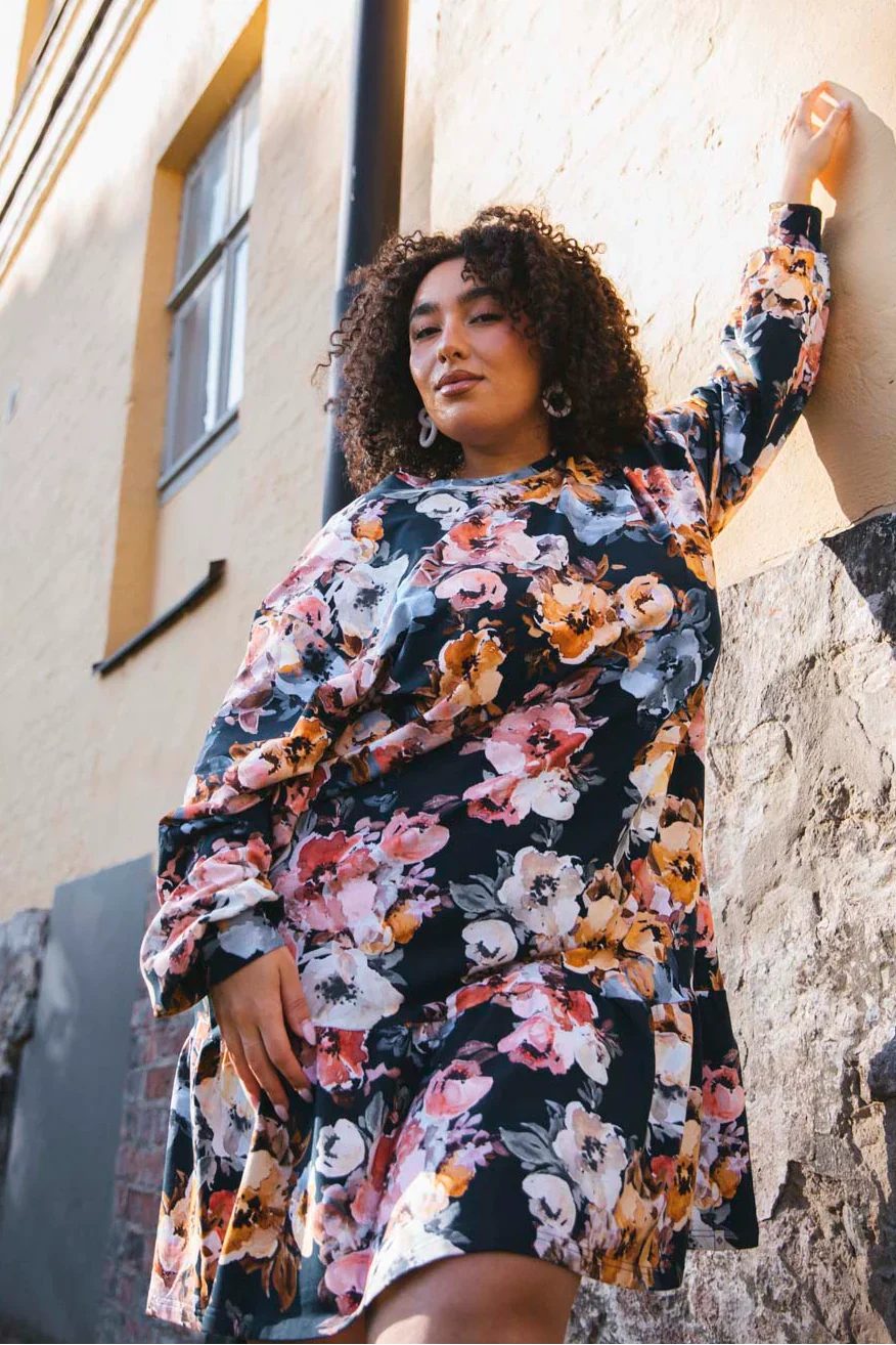 Ruffle Sweatshirt Dress, Moss Rose