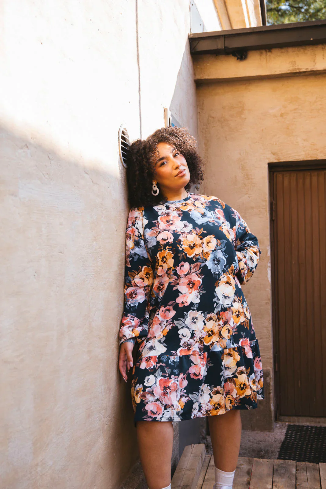 Ruffle Sweatshirt Dress, Moss Rose - Image 2