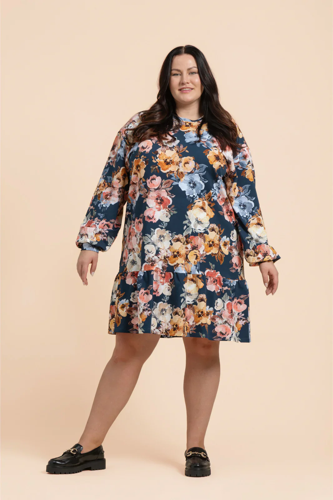 Ruffle Sweatshirt Dress, Moss Rose - Image 3