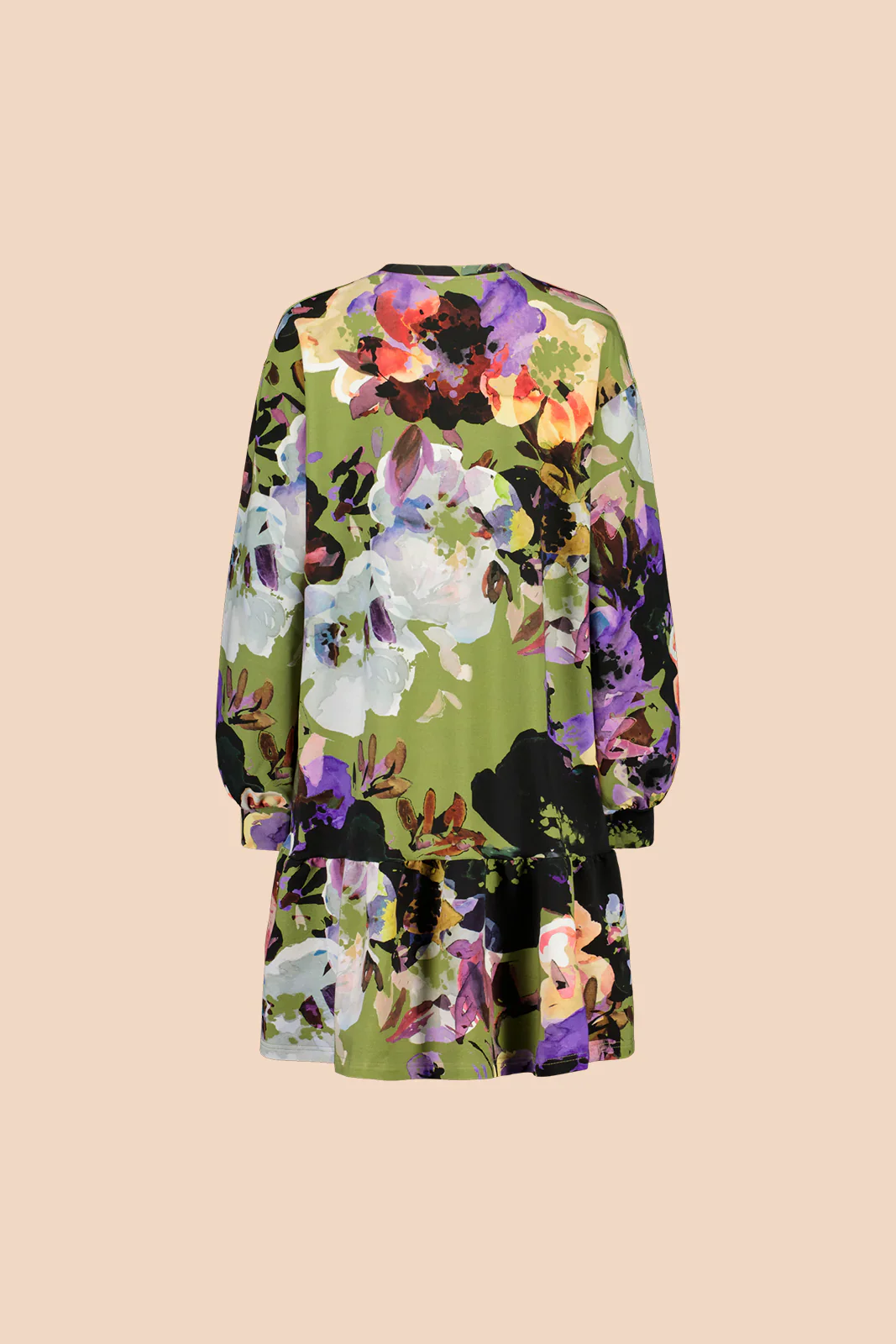 Ruffle Sweatshirt Dress, Olive Anemone - Image 5