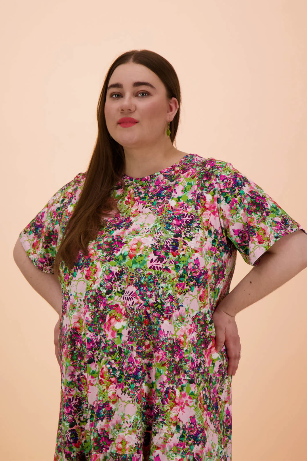 Ruffle T-Shirt Dress, Blooming Forest Bright - Image 5