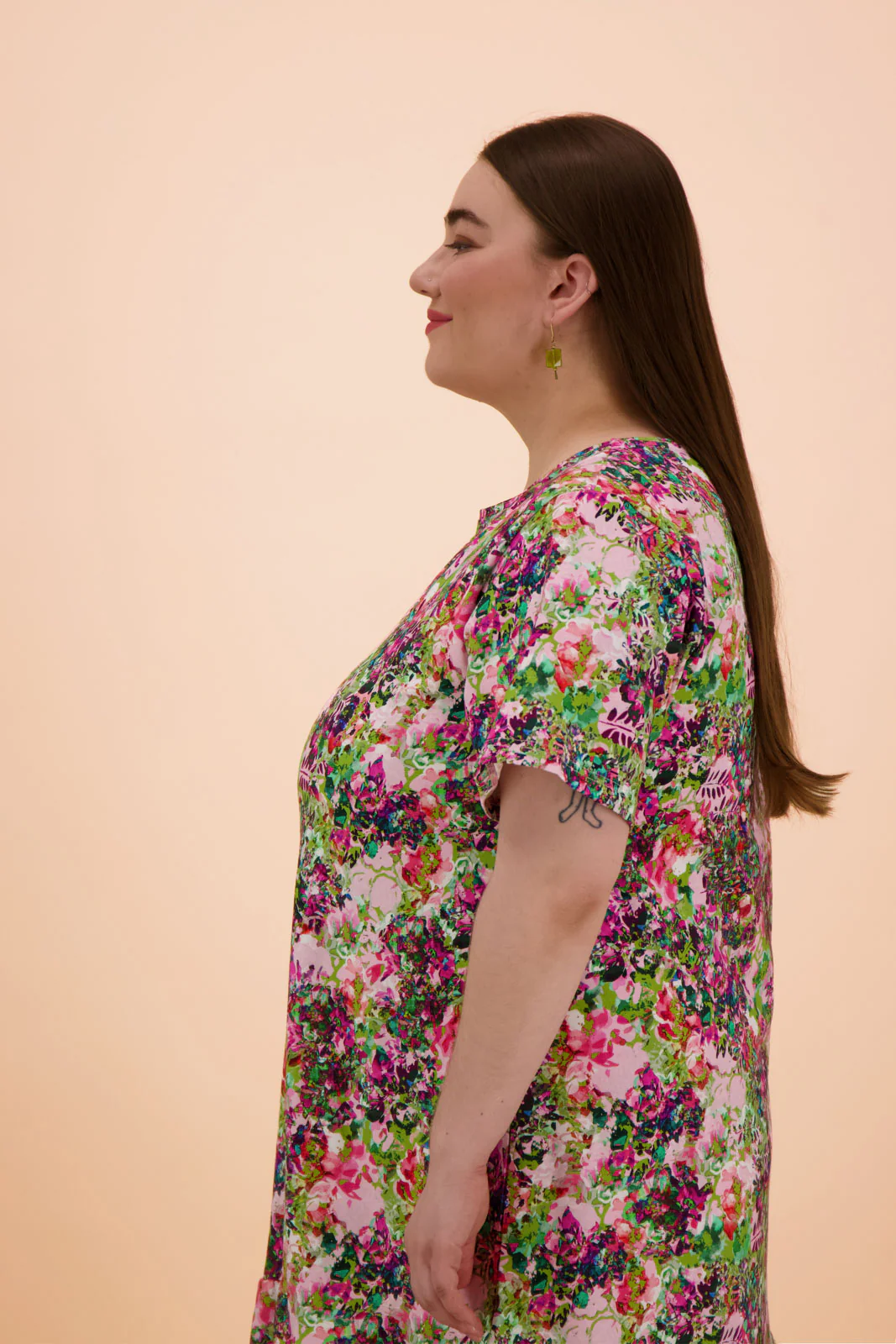 Ruffle T-Shirt Dress, Blooming Forest Bright - Image 6
