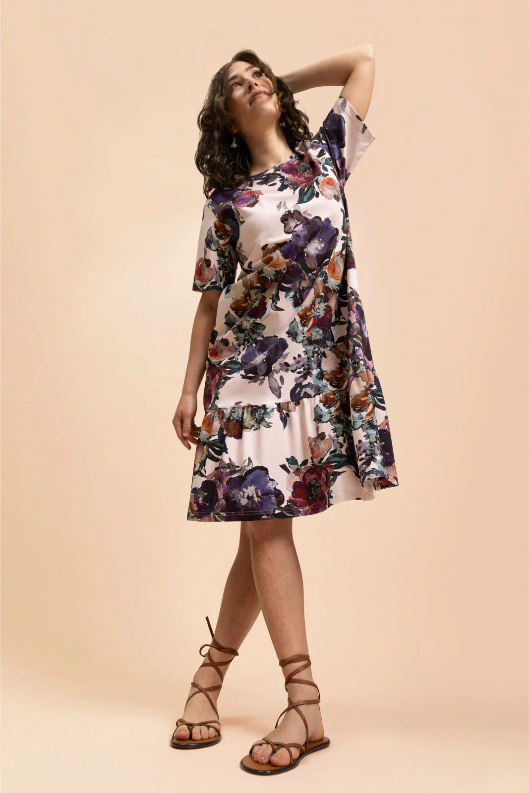 Ruffle T-Shirt Dress, Roses