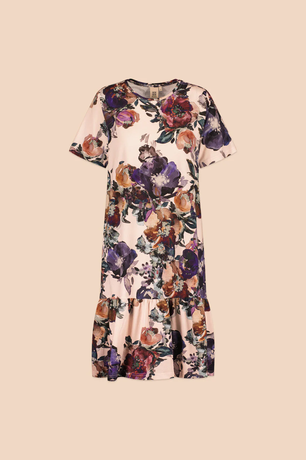 Ruffle T-Shirt Dress, Roses - Image 2