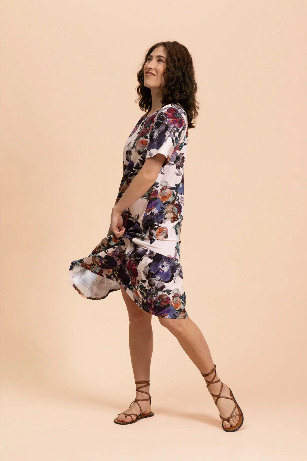 Ruffle T-Shirt Dress, Roses - Image 3