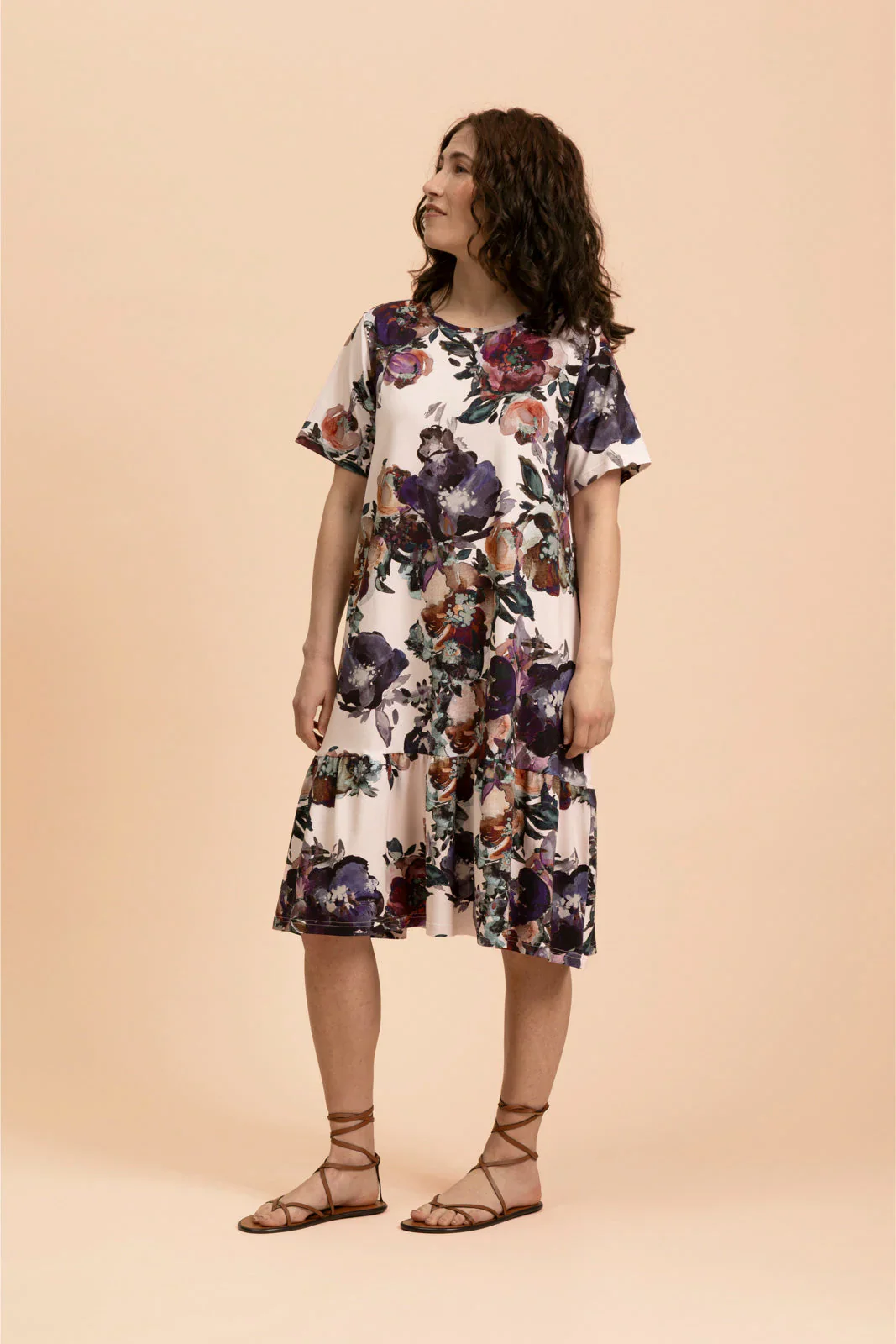 Ruffle T-Shirt Dress, Roses - Image 5