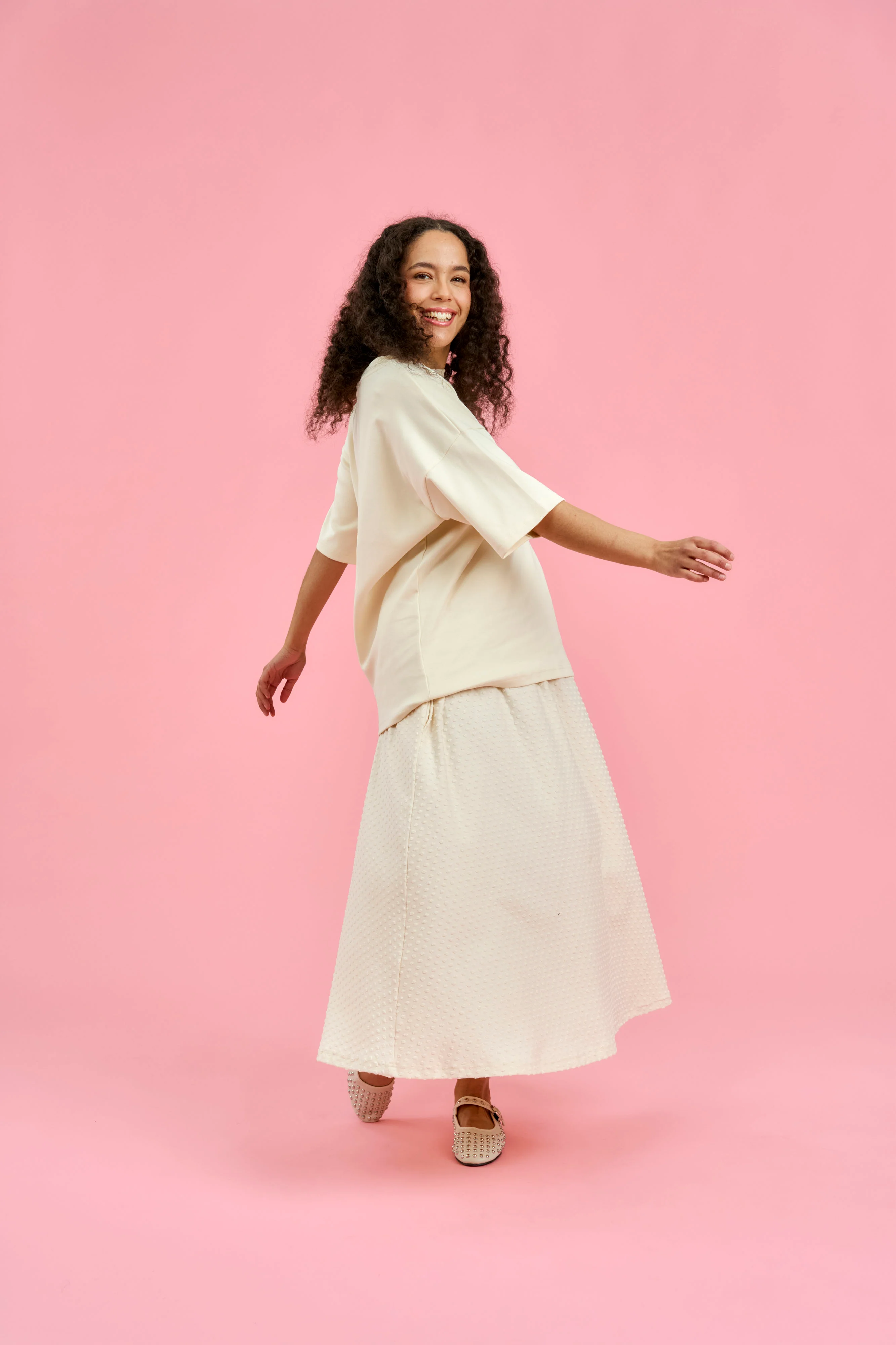 Sanni Skirt, Creme Dots - Image 5
