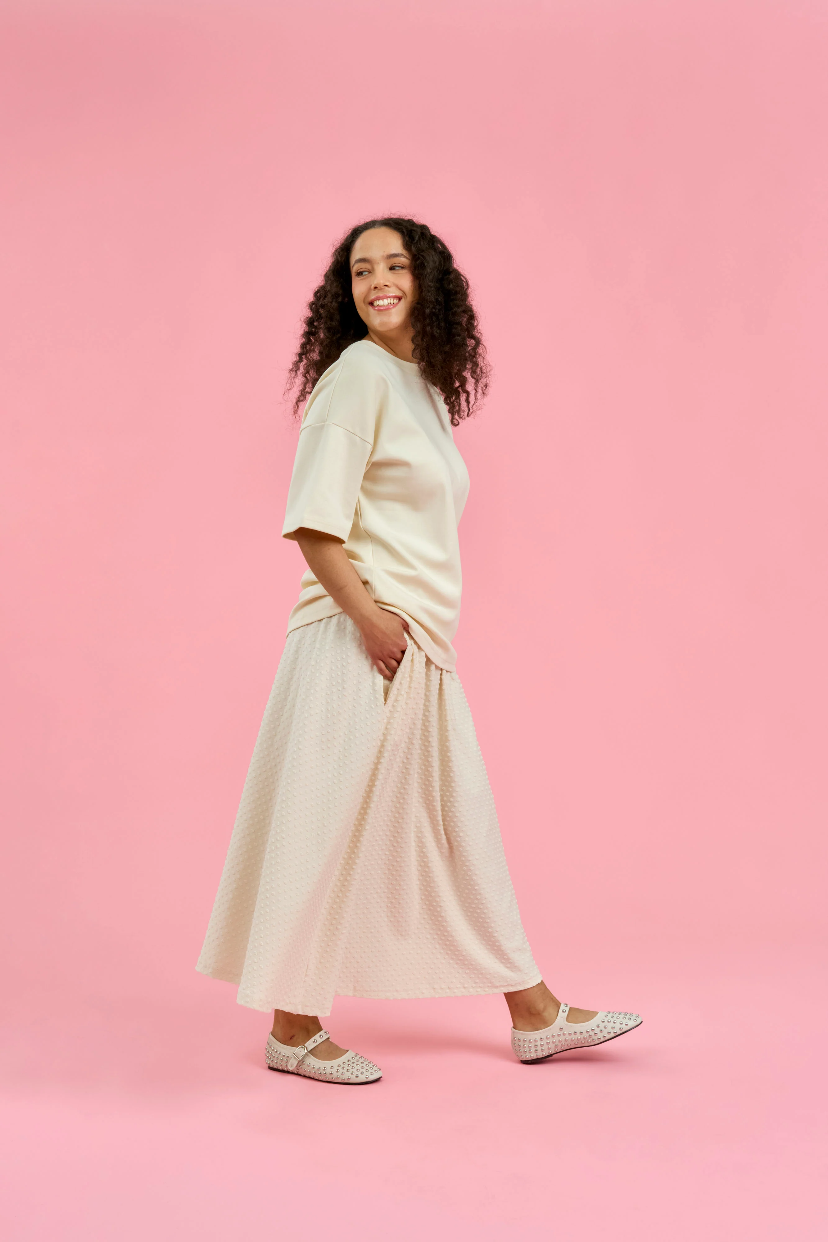 Sanni Skirt, Creme Dots - Image 6