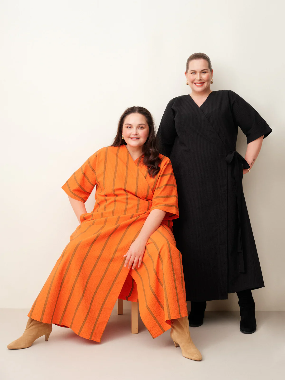 Seersucker Wrap Dress, Black - Image 6