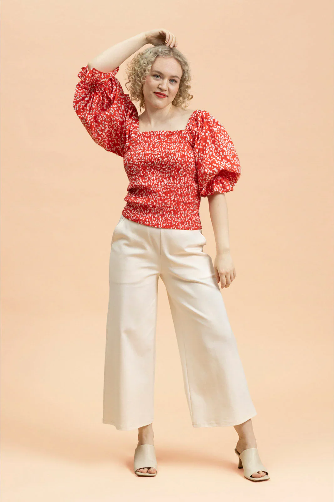Smock Blouse, Flora Red - Image 2
