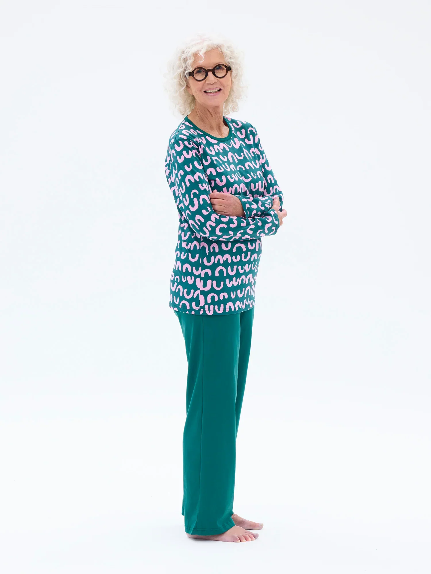 Sofia Pyjama Nurinkurin, Pinkki/Vihreä - Image 3