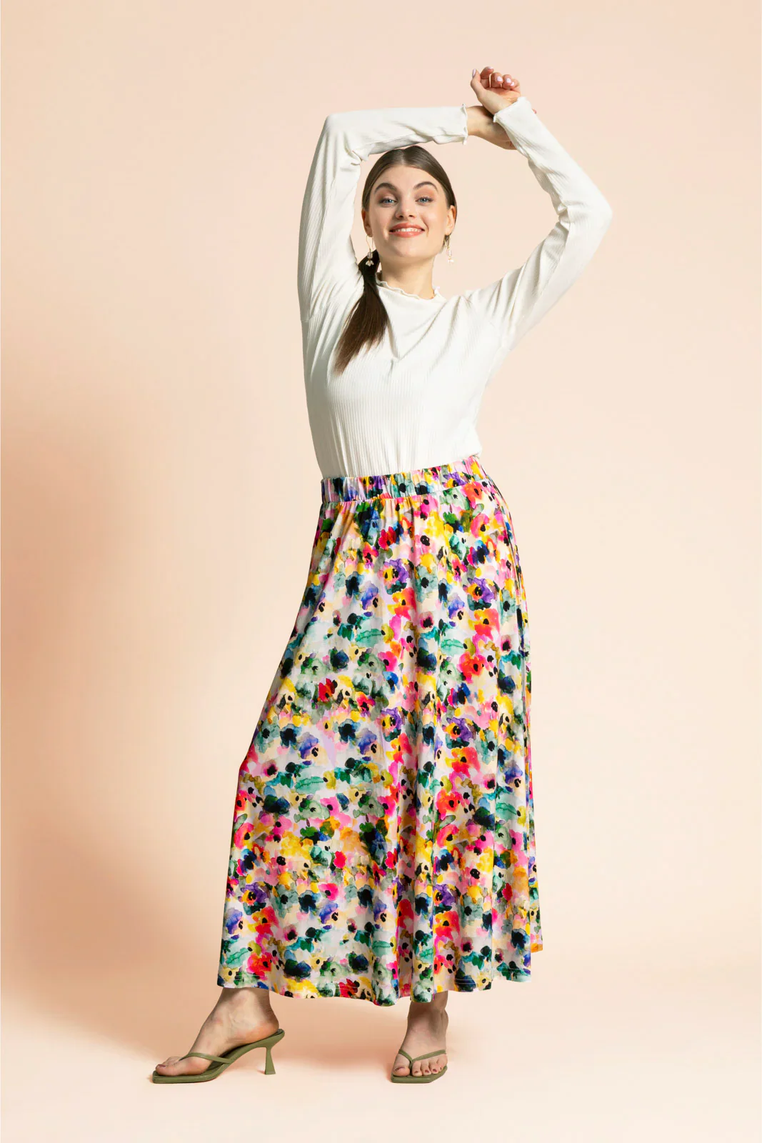Soft Midi Skirt, Aquarelle Bloom - Image 2