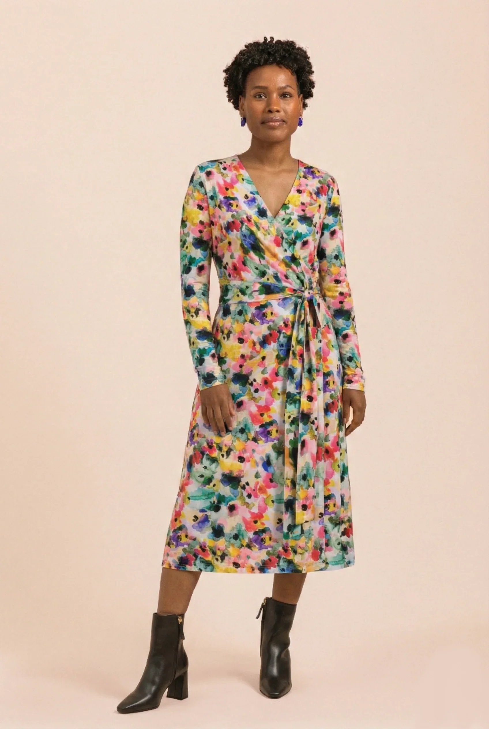 Soft Wrap Dress, Aquarelle Bloom