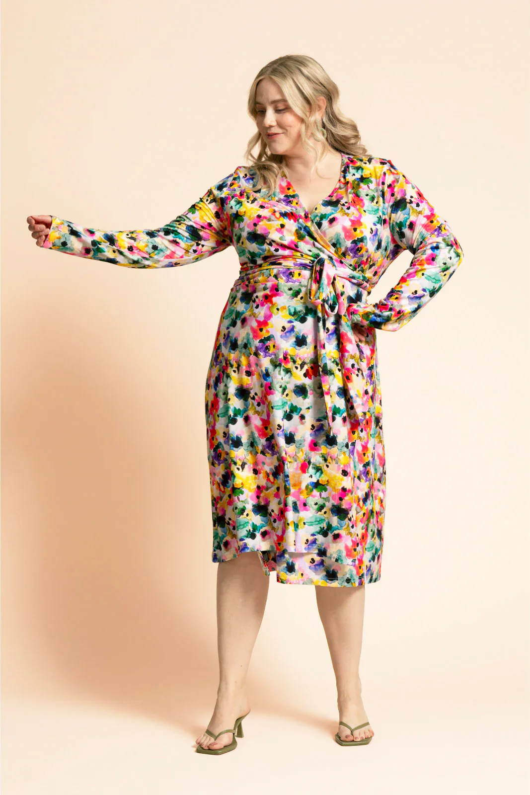 Soft Wrap Dress, Aquarelle Bloom - Image 3
