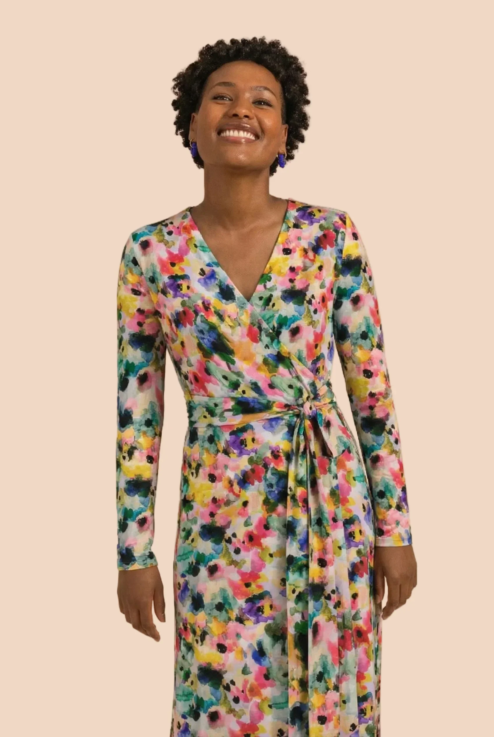 Soft Wrap Dress, Aquarelle Bloom - Image 8